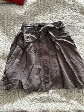 LOFT Gray Tie-Waist Circle Skirt